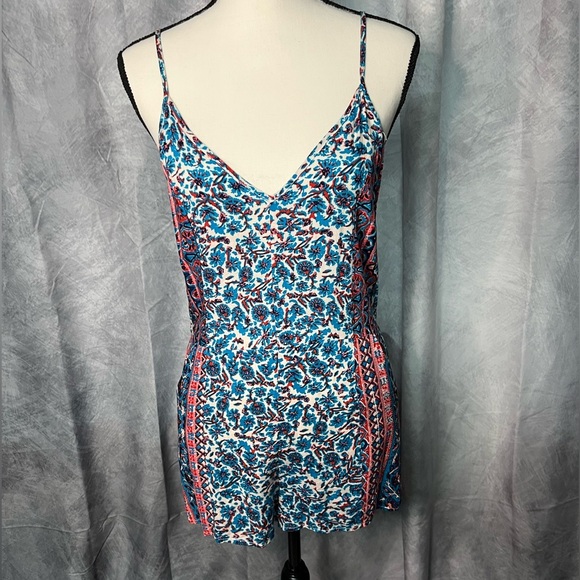 E2 Clothing Floral Print Spaghetti Strap Romper with Pockets - MED - Picture 2 of 10